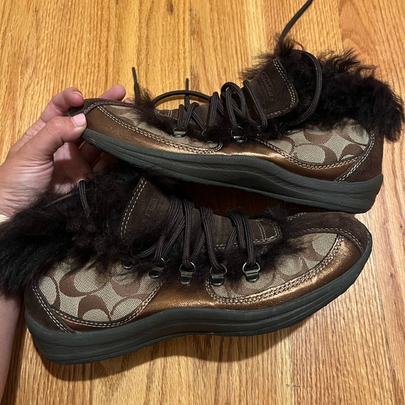 Coach Fur-Lined Sneakers - Picture 1 of 5